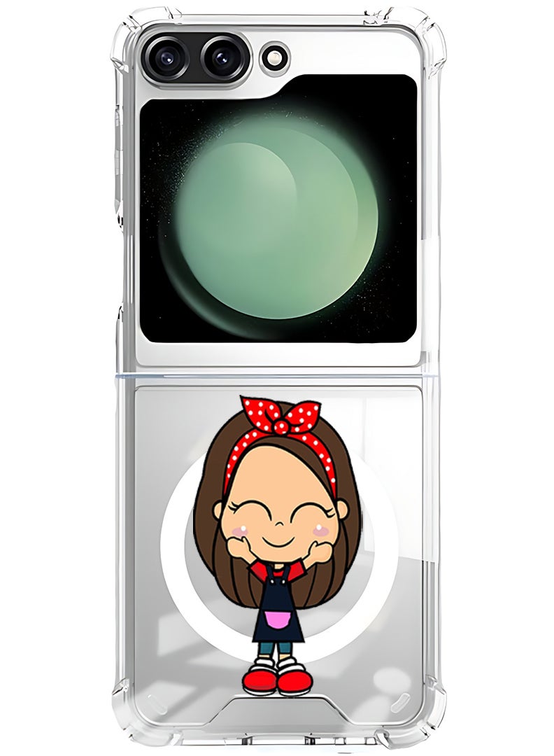 Theodor Magnetic Case for Samsung Galaxy Z Flip 6 Compatible with MagSafe Wireless Charging, Shockproof Phone Bumper Cover Girl - Image 1