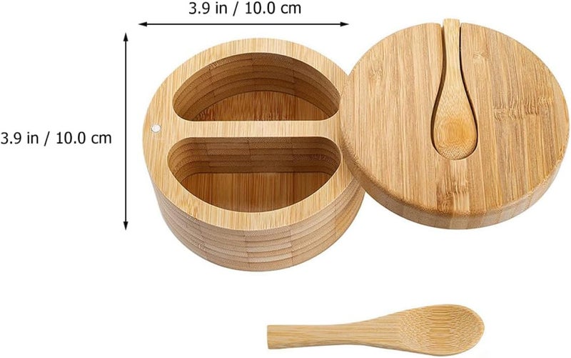 SECFOU Double-grid Seasoning Pot with Spoon, Kitchen Accessory Spice Container for Home Cooking and Table Condiment Storage - Image 2