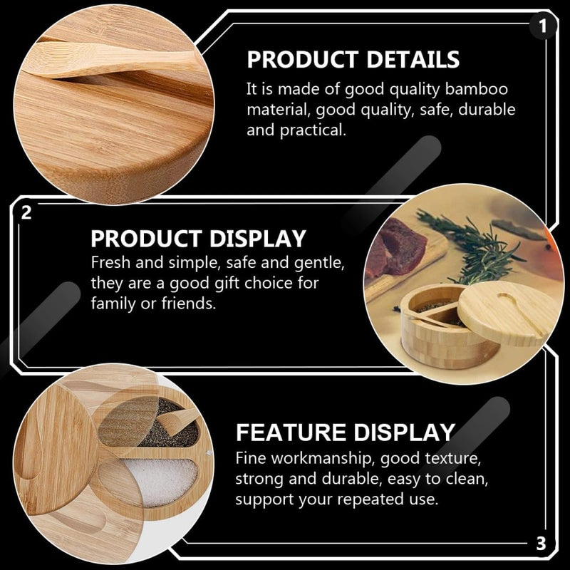 SECFOU Double-grid Seasoning Pot with Spoon, Kitchen Accessory Spice Container for Home Cooking and Table Condiment Storage - Image 4