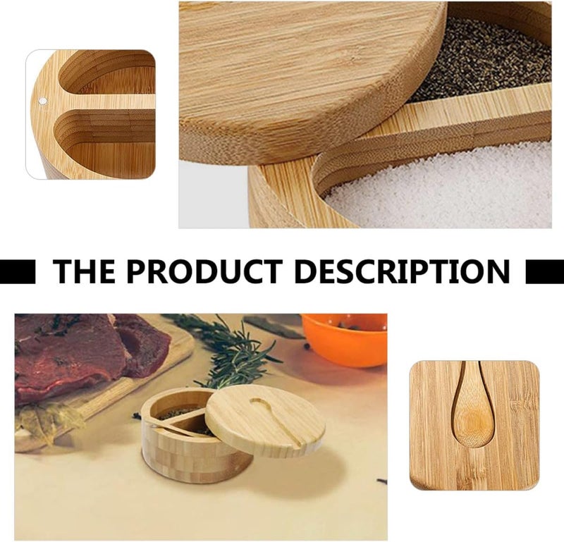 SECFOU Double-grid Seasoning Pot with Spoon, Kitchen Accessory Spice Container for Home Cooking and Table Condiment Storage - Image 5