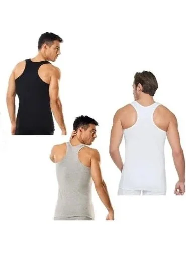 Seher Yıldızı Men's Ribbed Athlete Undershirt 6 Pack (2 Black - 2 White - 2 Gray)