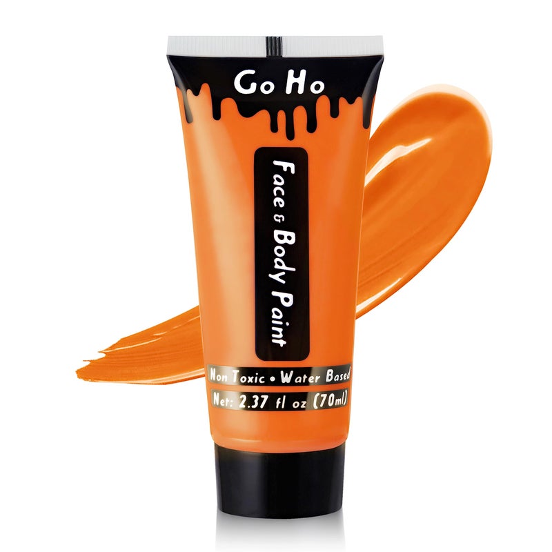Go Ho Orange Body Paint Washable(2.37oz/pc),Water Based Cream Orange Face Body Paint for Starfire SFX Cosplay Costumes Festivals Halloween Pumpkin Makeup - Image 1