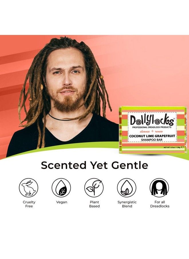 Dollylocks - Organic Shampoo Bar For Dreadlocks Vegan Shampoo With Coconut Oil Essential Oils Sea Salt Plantbased Shampoo Bars For Hair Residue Free & Cruelty Free 4.5Oz Coconut Lime Grapefruit - Image 1