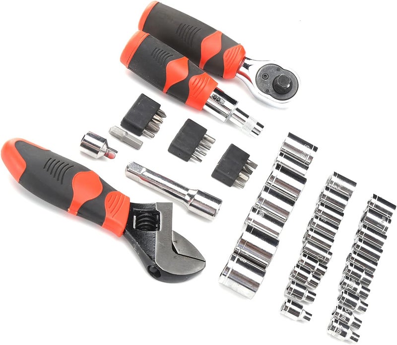 45Pcs Socket Wrench Set, Multipurpose Ratchet Tool, Manual Hardware Repair Kit with 27 Sockets and 14 Bits, l truction for Automotive and Home Mainnce - Image 3
