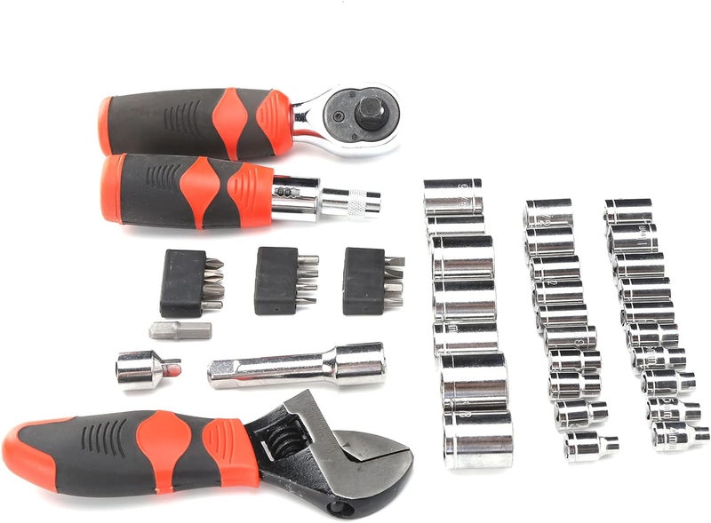 45Pcs Socket Wrench Set, Multipurpose Ratchet Tool, Manual Hardware Repair Kit with 27 Sockets and 14 Bits, l truction for Automotive and Home Mainnce - Image 5
