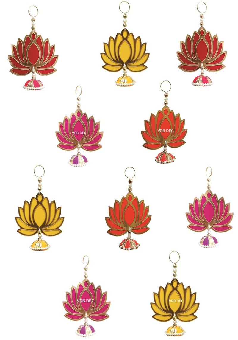 VRB Dec VRB Dec Acrylic Tm Lotus Hangings For DecorationHanging For Home DecorFloral Wall Hangings For Temple DecorDiwali DecorWedding And All Festival DecorShowpiece For Home Decor Mix 6 Multicolor