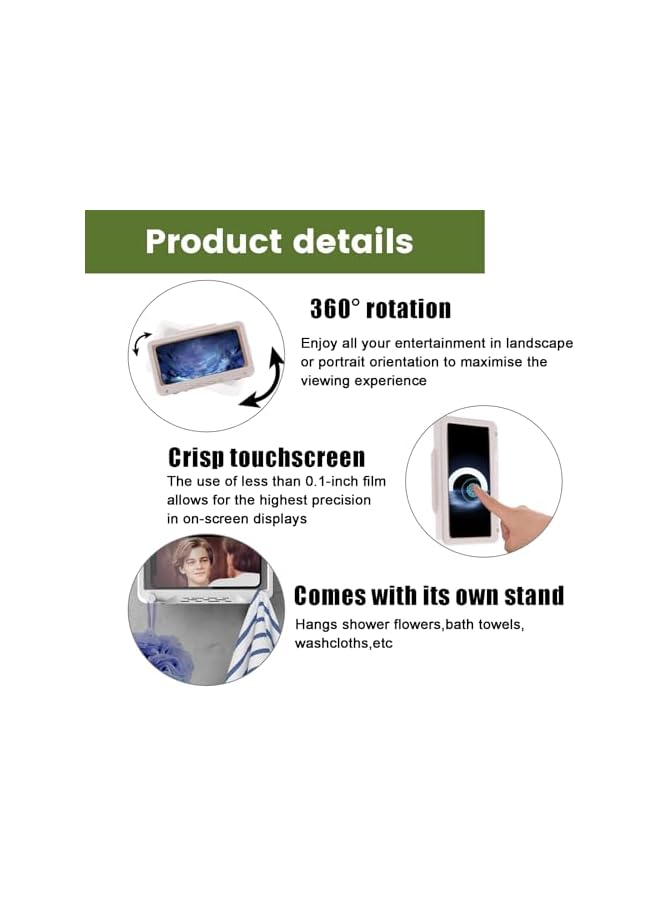 Green Tiger Shower Phone Case Holder with 360° Rotation | Bathroom Wall Mount for Shower, Tub, Kitchen | Anti-Fog, High Sensitivity Case Mounting Box - Image 5