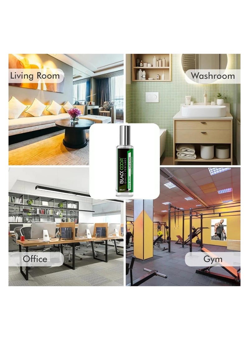 BLACK ODOR Car & Home Air Freshener Perfume Spray with Hanging Card – White Musk, Long-Lasting Essential Oil Scent, Alcohol-Free, Gas-Free, Natural Oil Formula, Compact 30ml Bottle for Living Room, Bedroom, Office, Washroom & Car Interior_ - Image 3