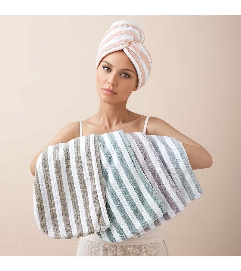 Thickened Water Absorbent Hair Drying Cap Light Green Summer Essential Winter Home Bathroom Decor - Image 2