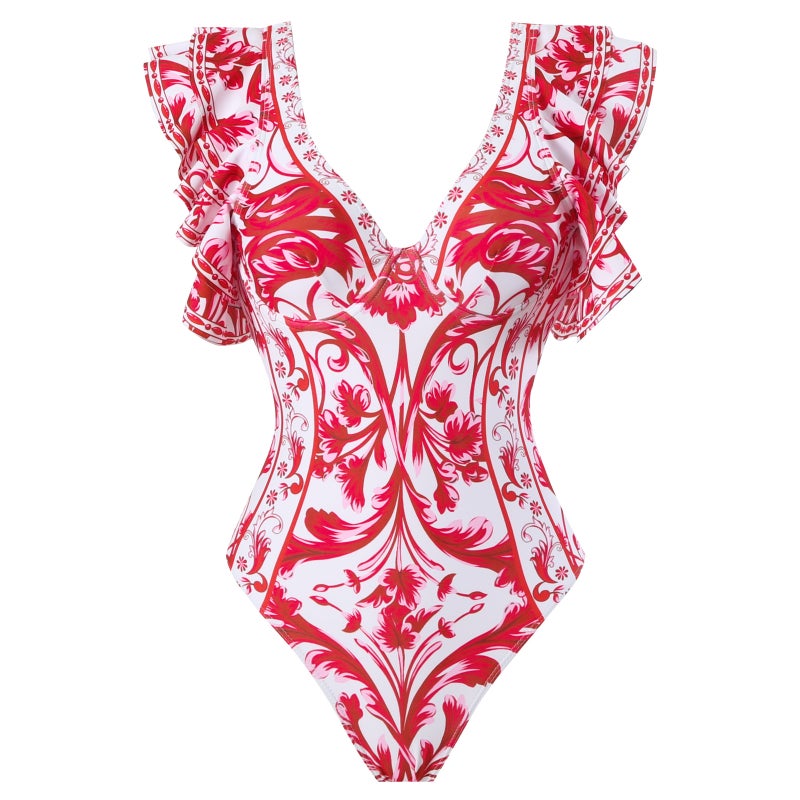 2025 Bohemian Style Retro French Style Fixed Print Fashion Trend New Style Body Dress Wrap Dress Suit - Image 5