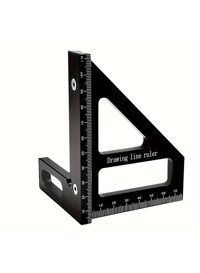 Black Aluminum Alloy Woodworking Square Ruler 45 90 Degree Angle Measuring Tool for Carpentry DIY - Image 1