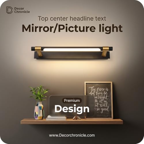 Decor chronicle 3-Color LED Mirror Light in Black & Rose Gold Finish | 50cm Wall Mounted Vanity Light for Bathroom & Bedroom | Modern Picture Light for Dressing Table & Wall Art - Image 5