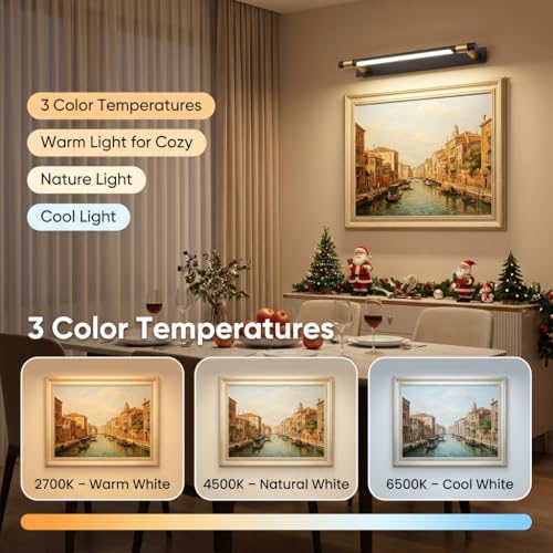 Decor chronicle 3-Color LED Mirror Light in Black & Rose Gold Finish | 50cm Wall Mounted Vanity Light for Bathroom & Bedroom | Modern Picture Light for Dressing Table & Wall Art - Image 2