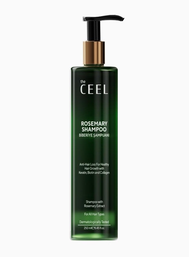 The CEEL Rosemary Shampoo with Biotin, Keratin and Collagen, Anti-Hair Loss Formula for All Hair Types, Dermatologically Tested, 8.45 fl oz - Image 1