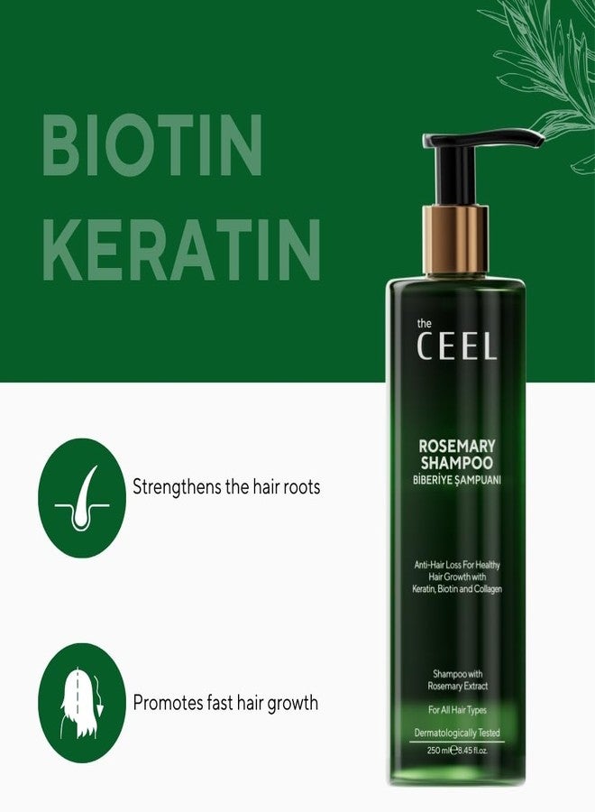 The CEEL Rosemary Shampoo with Biotin, Keratin and Collagen, Anti-Hair Loss Formula for All Hair Types, Dermatologically Tested, 8.45 fl oz - Image 3
