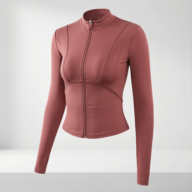 Yoga Jacket for Women Buttery Soft Nylon Full Zip Workout Top S Black - Image 3