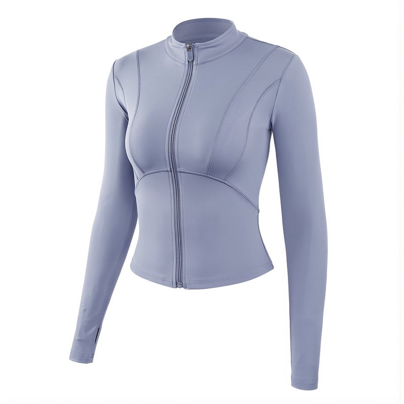 Yoga Jacket for Women Buttery Soft Nylon Full Zip Workout Top S Black - Image 4