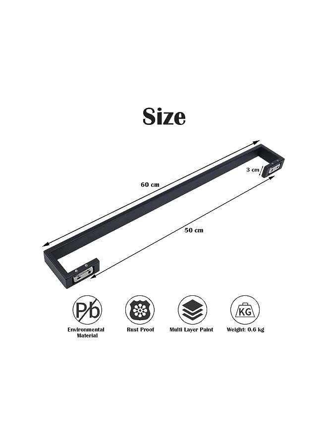 S-TOP Bath Towel Bar Stainless Steel, Towel Holder for Bathroom Wall Mounted Towel Rack Bathroom Hardware Accessories 60 cm Black - Image 5