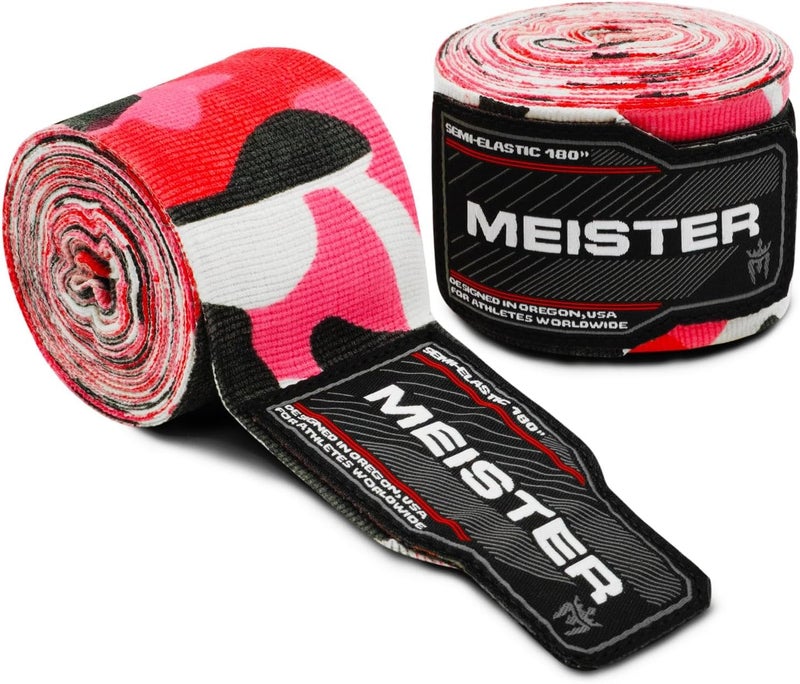 Meister Adult 180" Semi-Elastic Hand Wraps for MMA & Boxing (Pair) - Image 1