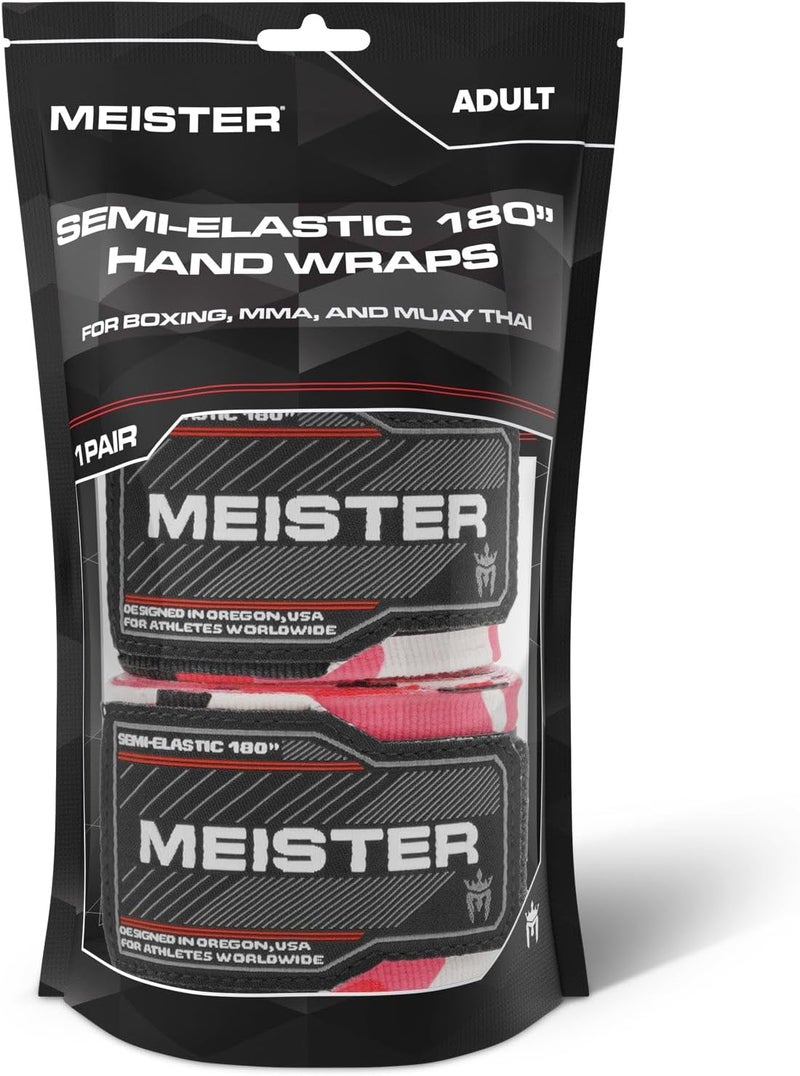Meister Adult 180" Semi-Elastic Hand Wraps for MMA & Boxing (Pair) - Image 3