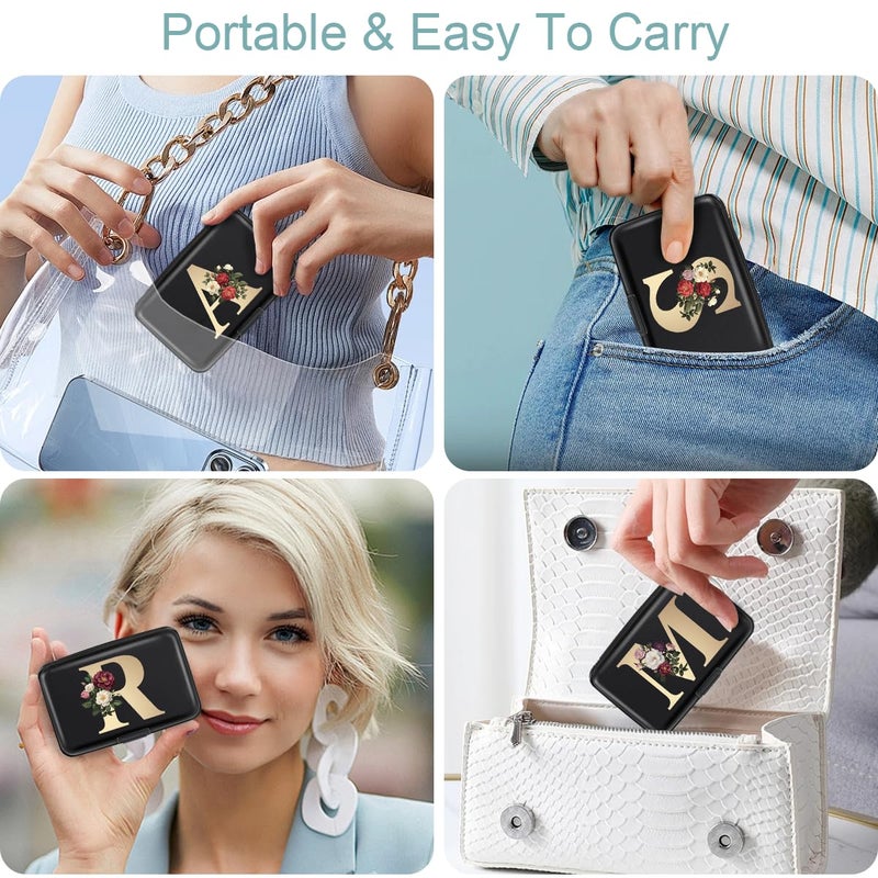 Simikol Credit Card Holder Personalized Initial Letter A Small Aluminum Wallet Rose Flower Card Case RFID Blocking Wallets for Women and Girls,A - Image 4