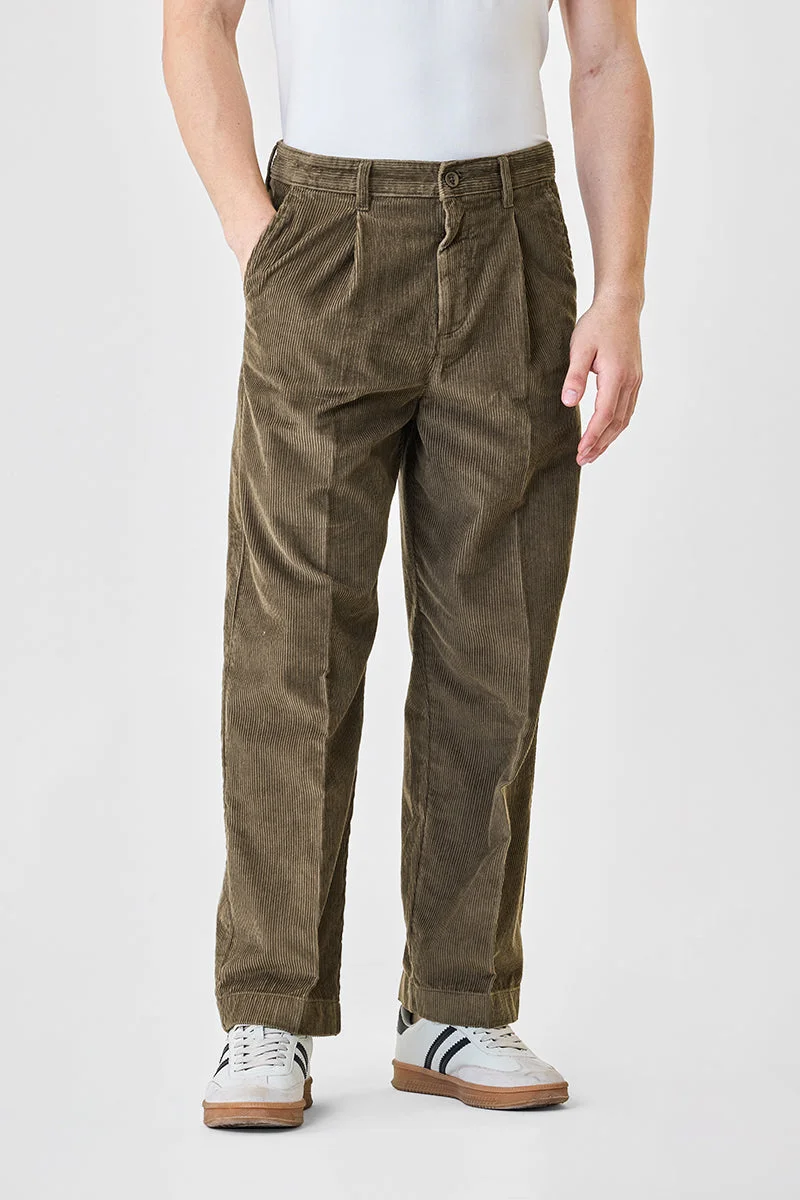 SNITCH Baggy Fit Pleated Corduroy Pants