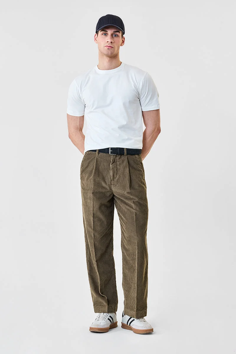 SNITCH Baggy Fit Pleated Corduroy Pants