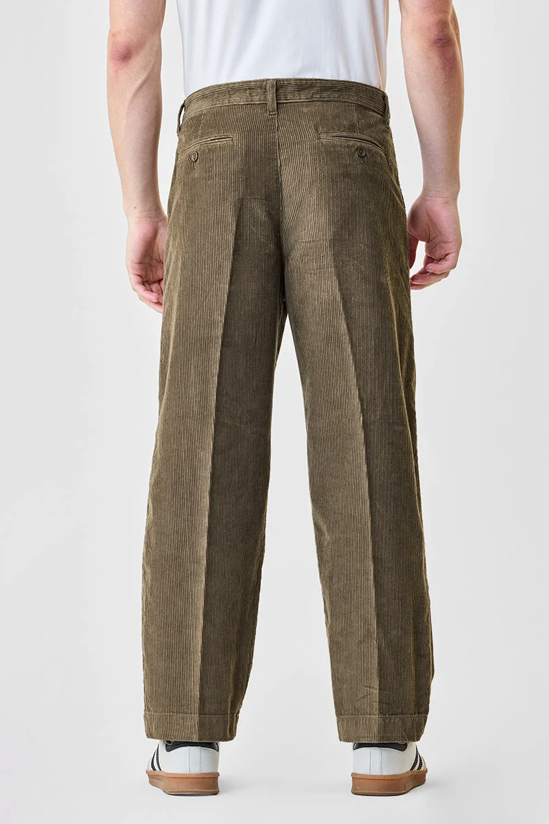 SNITCH Baggy Fit Pleated Corduroy Pants