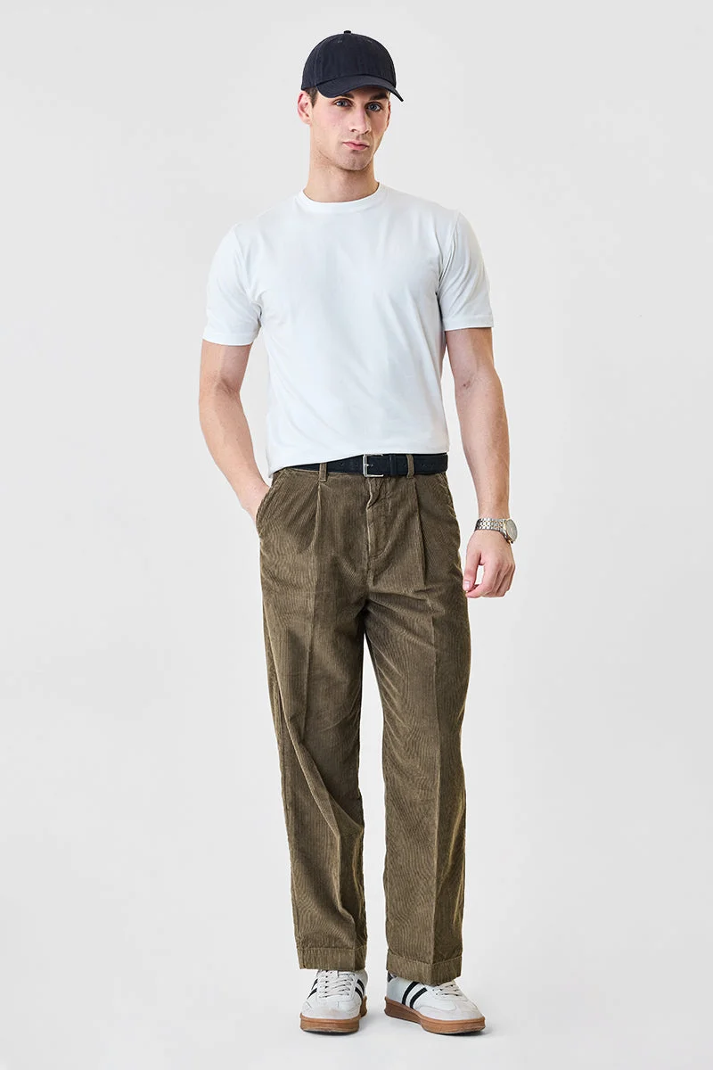 SNITCH Baggy Fit Pleated Corduroy Pants