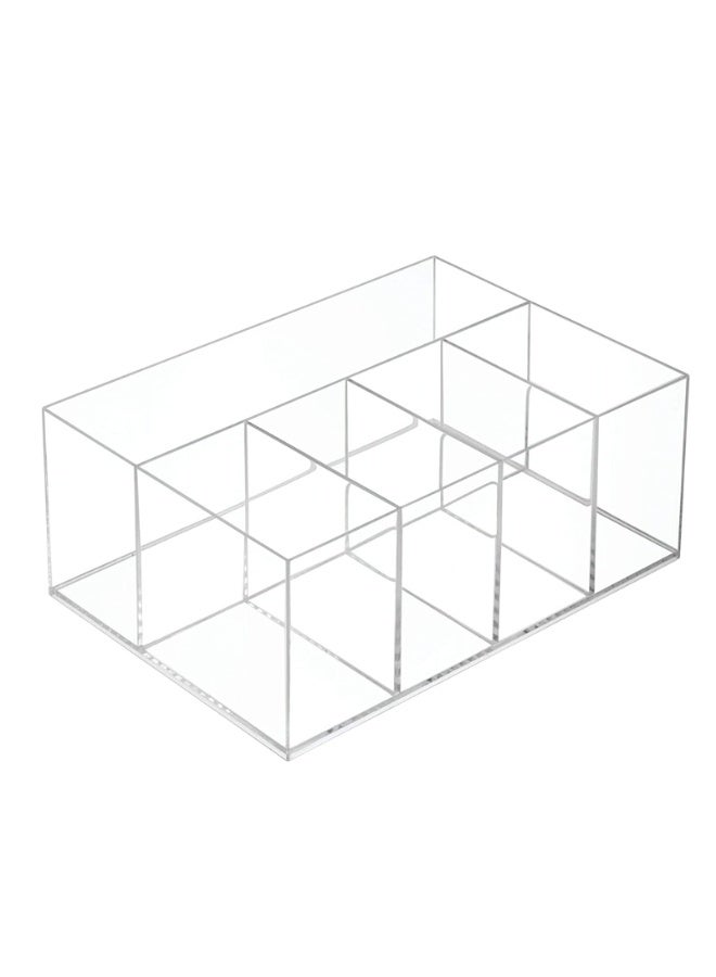 Custom Clear Acrylic Divided Makeup Palette and Cosmetic Organizer for Bathroom Countertop Vanity 5 Compartment Acrylic case - Image 1