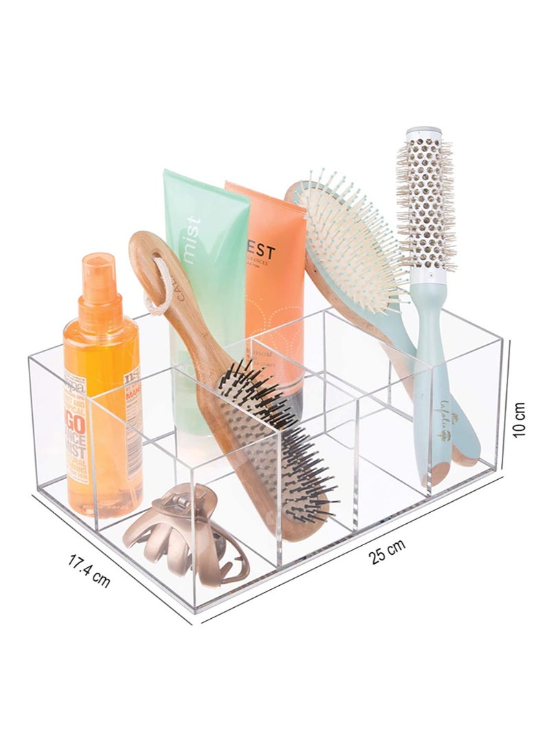 Custom Clear Acrylic Divided Makeup Palette and Cosmetic Organizer for Bathroom Countertop Vanity 5 Compartment Acrylic case - Image 3