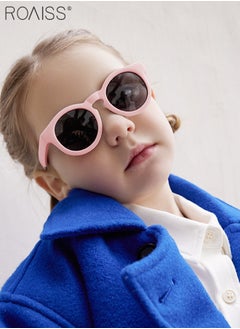 roaiss Round Polarized Sunglasses for Babies, UV400 Protection Cute Beach Holiday Sun Glasses with Lightweight Flexible TPEE Frame and Elastic Strap for Boys Girls Age 0-3, Pink  - Image 2