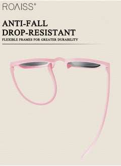 roaiss Round Polarized Sunglasses for Babies, UV400 Protection Cute Beach Holiday Sun Glasses with Lightweight Flexible TPEE Frame and Elastic Strap for Boys Girls Age 0-3, Pink  - Image 5