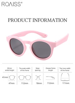 roaiss Round Polarized Sunglasses for Babies, UV400 Protection Cute Beach Holiday Sun Glasses with Lightweight Flexible TPEE Frame and Elastic Strap for Boys Girls Age 0-3, Pink  - Image 4