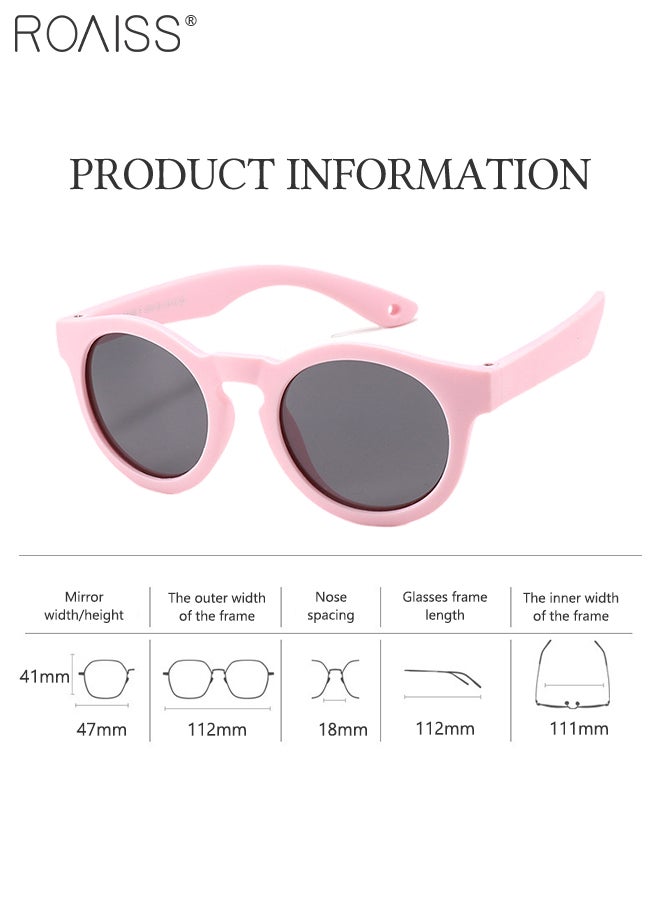 roaiss Round Polarized Sunglasses for Babies, UV400 Protection Cute Beach Holiday Sun Glasses with Lightweight Flexible TPEE Frame and Elastic Strap for Boys Girls Age 0-3, Pink - Image 4
