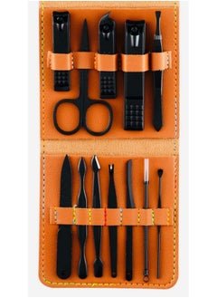 Beauté Secrets 12 In 1 Pedicure Tools For Hand And Feet Nail Clipper Manicure Pedicure Kit For Women And Men With Nail Filer/Moustache/Beard/Eyebrow Tools Brown  - Image 1