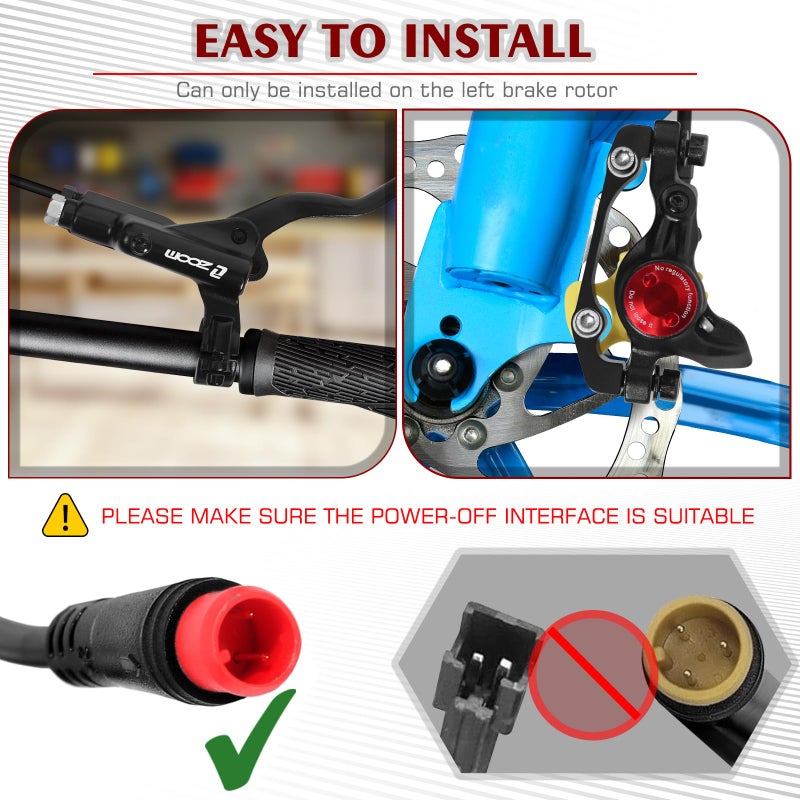 BUCKLOS Ebike Hydraulic Disc Brake Zoom HB-775E 2-PIN 2 Pistons Ebike Electric Power-Off Brakes Left Front 1110mm Right Rear 1850mm with Mounting Adapter Fit E-Bike,Scooter and Electric Motorcycle - Image 4
