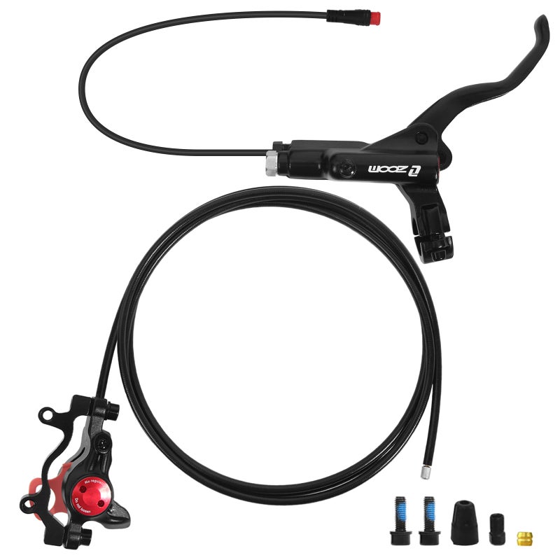 BUCKLOS Ebike Hydraulic Disc Brake Zoom HB-775E 2-PIN 2 Pistons Ebike Electric Power-Off Brakes Left Front 1110mm Right Rear 1850mm with Mounting Adapter Fit E-Bike,Scooter and Electric Motorcycle - Image 1