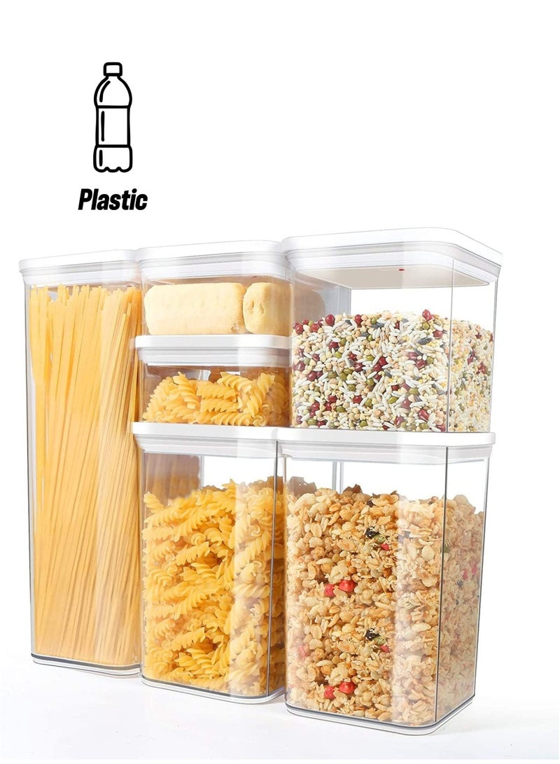 GGEROU Airtight Food Storage Containers Set with Lock Lids, Set of 6, Pantry Organization Plastic Storage Jar Storage Tank for Cereal,Coffee,Sugar - Image 1