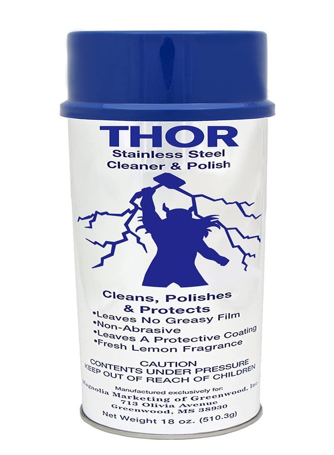 THOR 18 Oz. Thor Stainless Steel Cleaner & Polish (1 Can): Clean and Polish Stainless Steel Appliances Including Brass, Copper, Aluminum, Formica and Porcelain Surfaces - Image 1