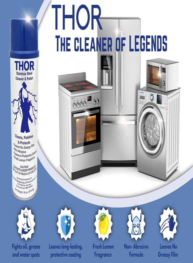 THOR 18 Oz. Thor Stainless Steel Cleaner & Polish (1 Can): Clean and Polish Stainless Steel Appliances Including Brass, Copper, Aluminum, Formica and Porcelain Surfaces - Image 5