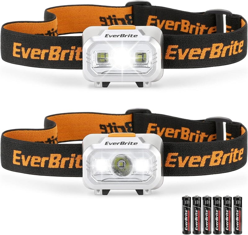 EverBrite LED Headlamp, 4 Lighting Modes, Pivoting Head with Adjustable Headband, IPX4 Water Resistant Perfect for Running, Camping, Hiking, Christmas, and Emergency, 3 AAA Battery Powered(2 Pack) - Image 1