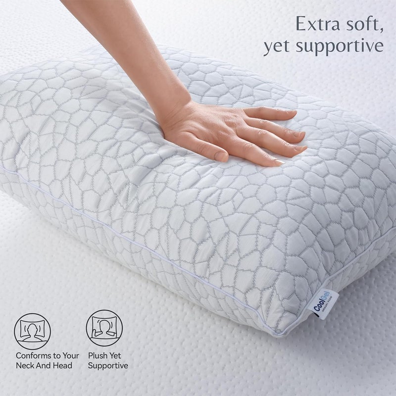 COOL GEL Reversible Shredded Memory Foam Pillow, Supportive and Comfortable, Standard 1-Pack - Image 2
