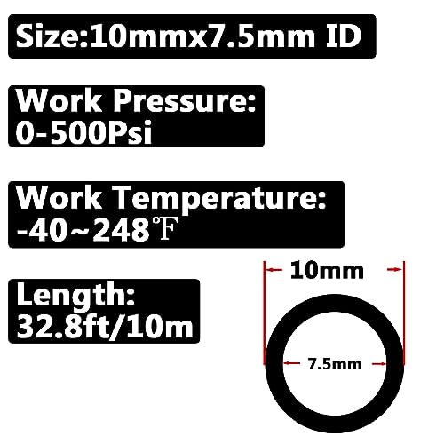 Qolekog Pneumatic 10mm OD Air Line Nylon Tube SAE J844 Airline 75mm ID For Air Brake Tubing or Fluid Transfer Black 328Ft - Image 3