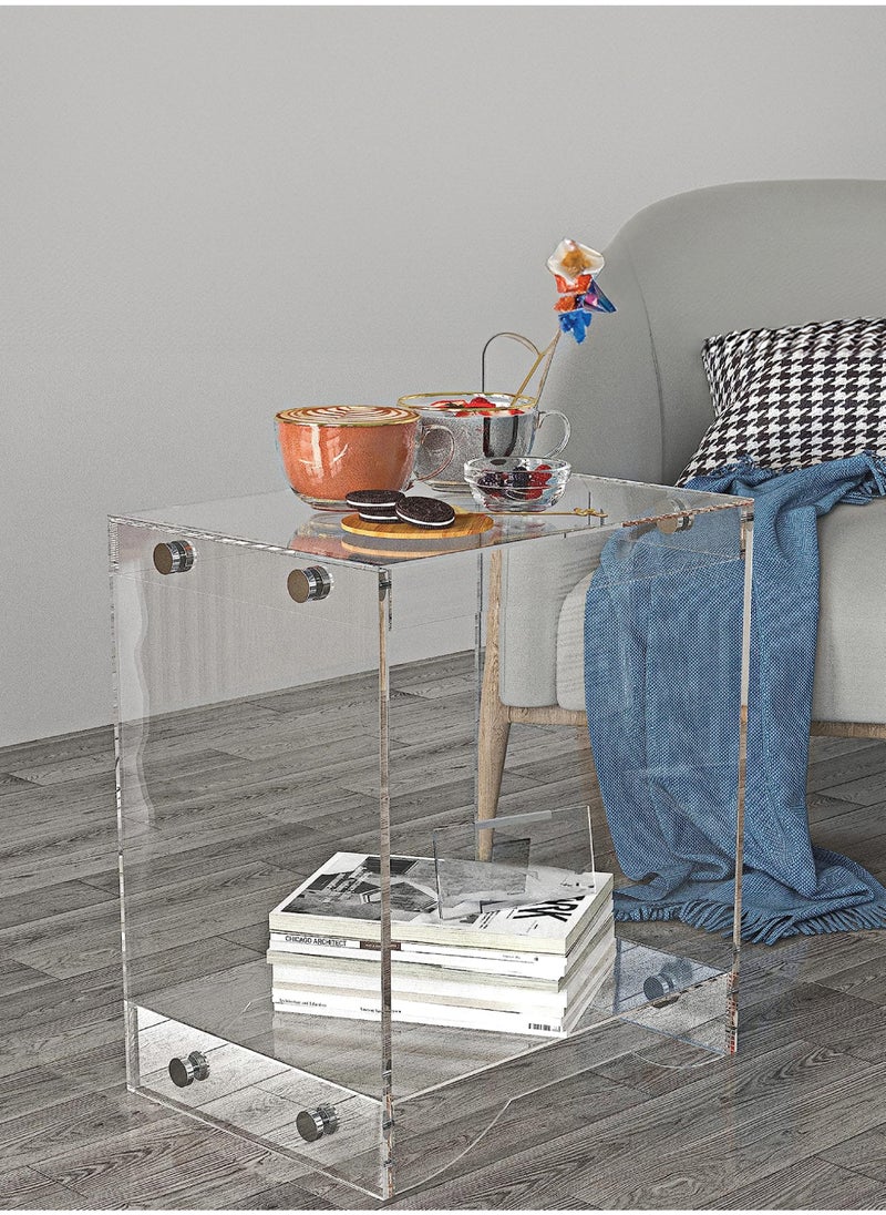 SMARTPOINTS Modern Design Clear Acrylic Home Decor Display Nightstand/Decorative End Table/Bedside Tables (Clear) - Flat Packed  - Image 1