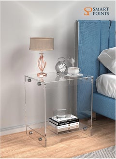 SMARTPOINTS Modern Design Clear Acrylic Home Decor Display Nightstand/Decorative End Table/Bedside Tables (Clear) - Flat Packed  - Image 2