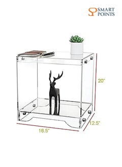 SMARTPOINTS Modern Design Clear Acrylic Home Decor Display Nightstand/Decorative End Table/Bedside Tables (Clear) - Flat Packed  - Image 3