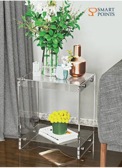 SMARTPOINTS Modern Design Clear Acrylic Home Decor Display Nightstand/Decorative End Table/Bedside Tables (Clear) - Flat Packed  - Image 4