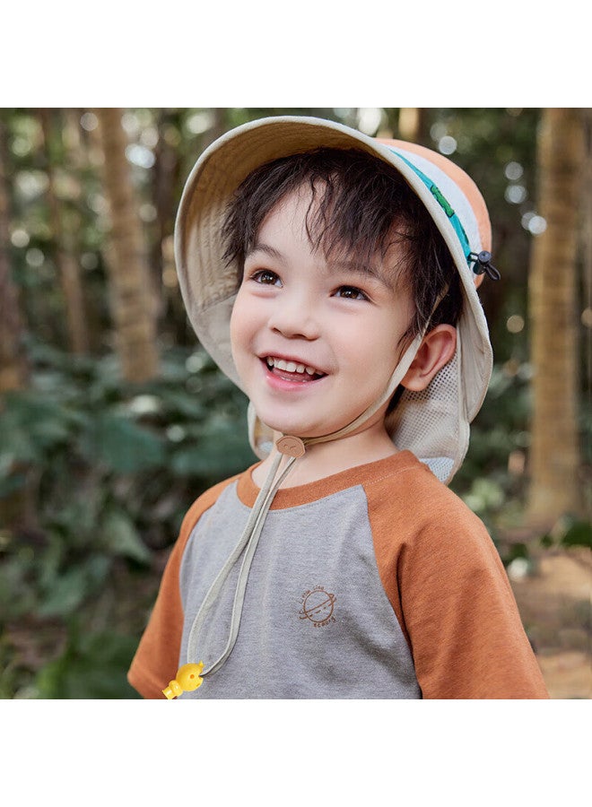 Lemonkid Children's Sun Protection Hat, Boys And Girls Sun Visor Cap, Summer Sun Hat, Fisherman Hat, Shawl Bucket Hat, Oatmeal Milk Tea 54 - Image 3