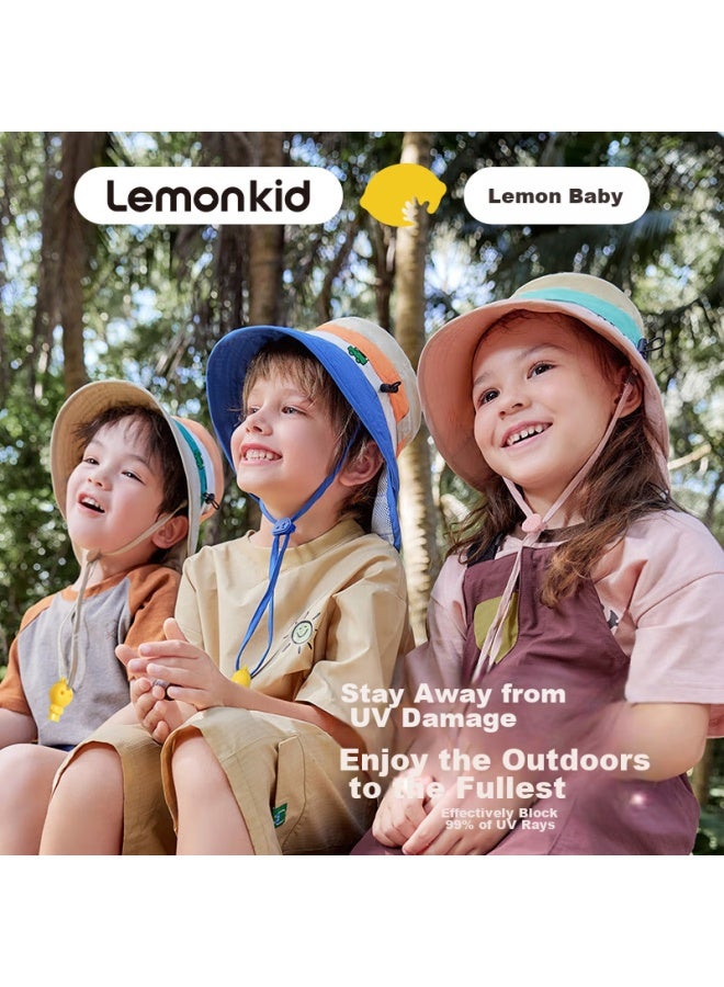 Lemonkid Children's Sun Protection Hat, Boys And Girls Sun Visor Cap, Summer Sun Hat, Fisherman Hat, Shawl Bucket Hat, Oatmeal Milk Tea 54 - Image 1